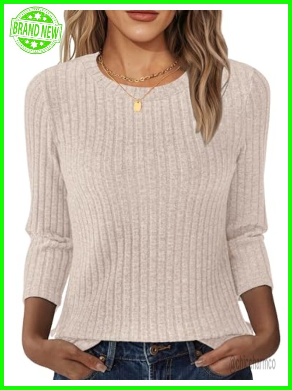 Women's 3/4 Sleeve Tunic Top Round Neck Blouse Business Casual